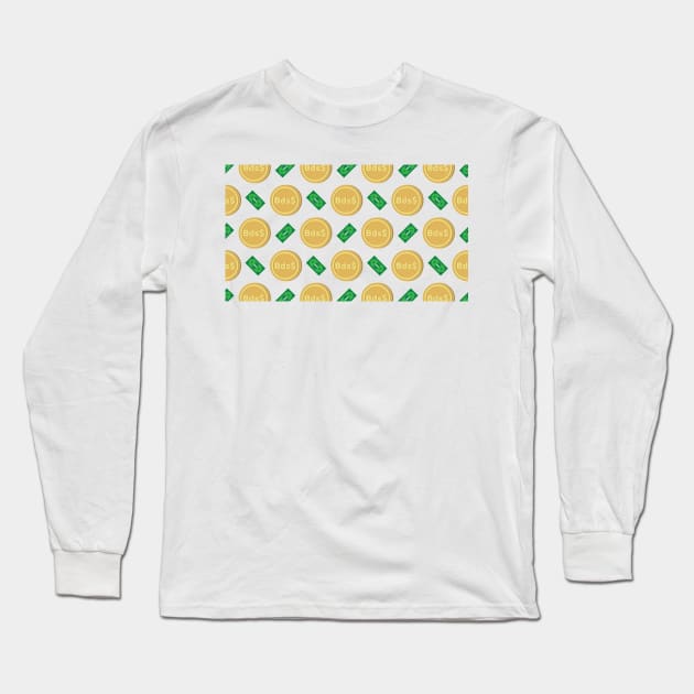 Barbados’s Barbadian dollar Bsd$ code BBD banknote and coin pattern wallpaper Long Sleeve T-Shirt by FOGSJ